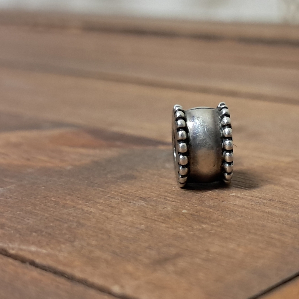 Pandora 925 Silver Beveled Clip Charm Bracelet Bead